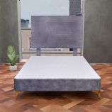 gray microfiber  w/ legs and matching headboard